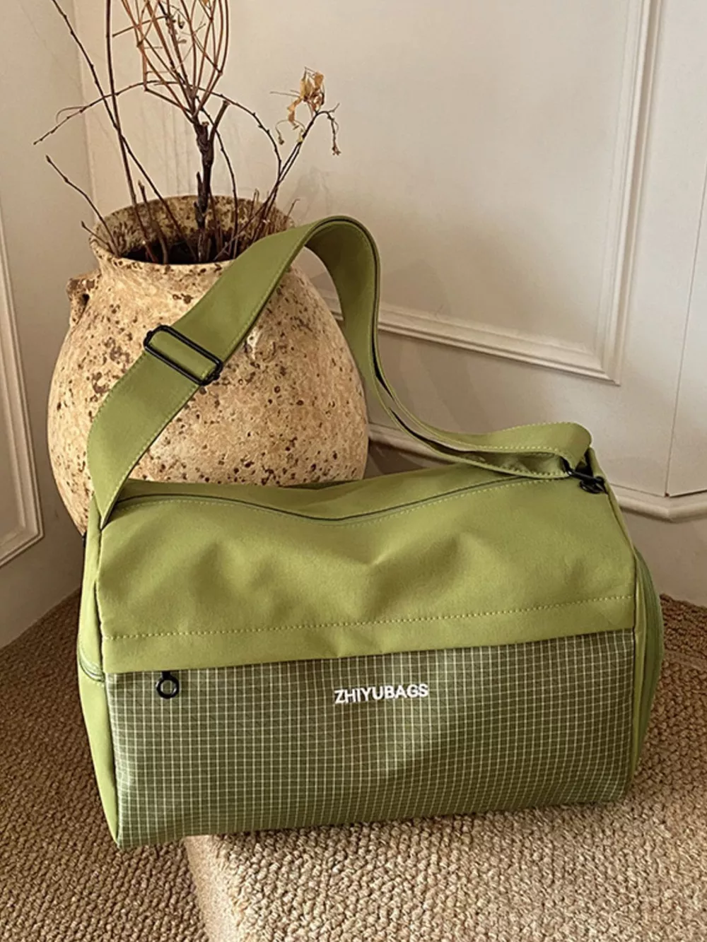 Plaid Oxford Cloth Travel Bag, image 8