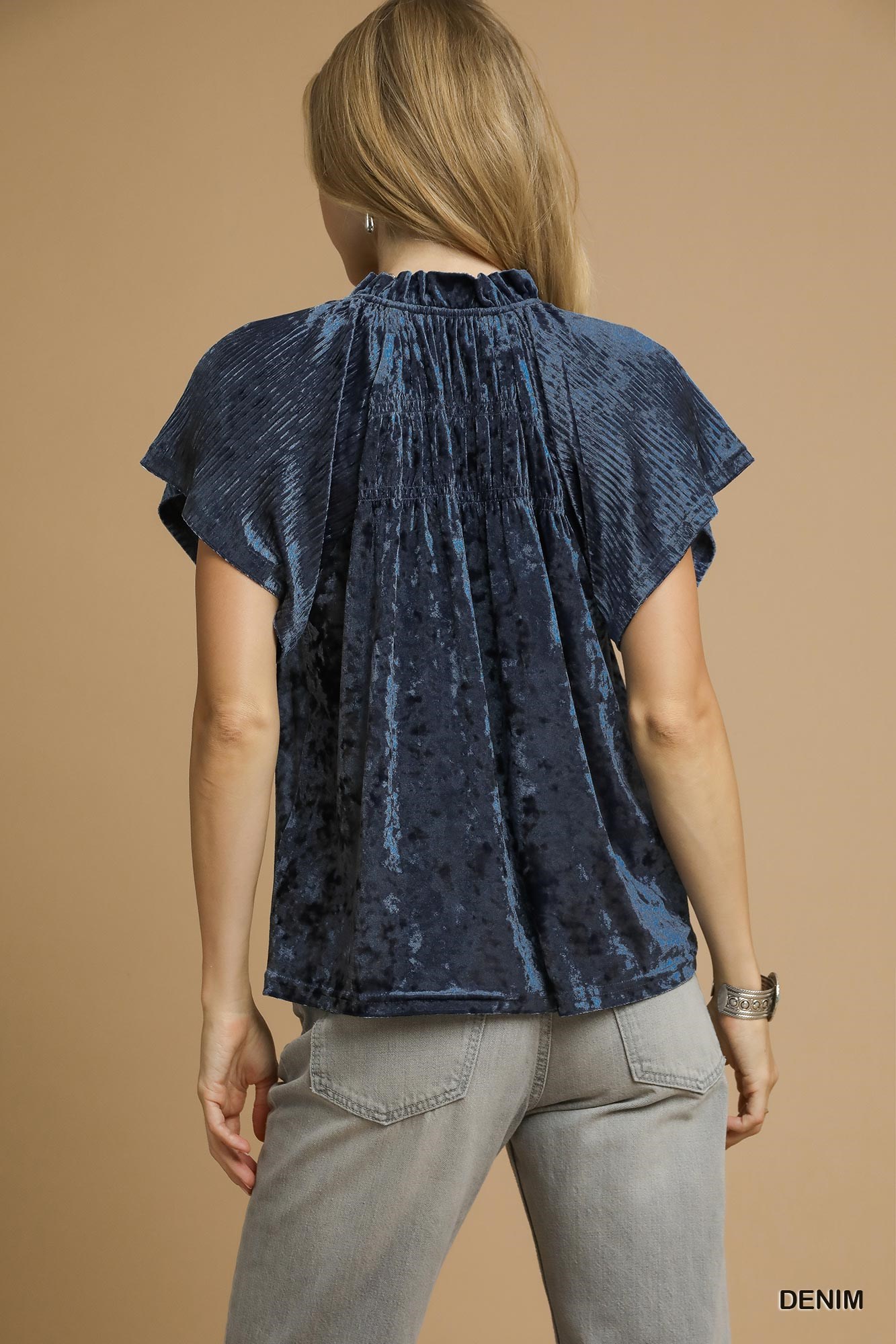 Crushed Velvet Pleated Blouse, image 3
