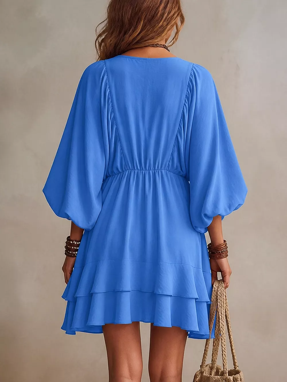Ruffled Balloon Sleeve Mini Dress, image 5