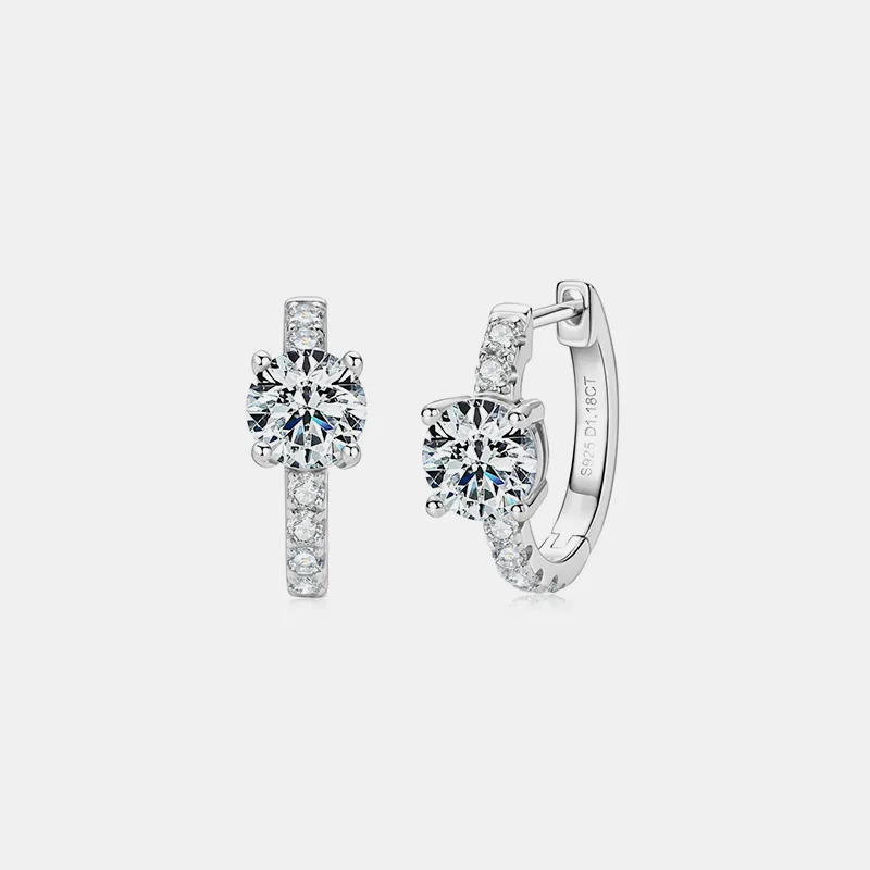 2.36 Carat Moissanite Zircon 925 Sterling Silver Hoop Earrings, image 2