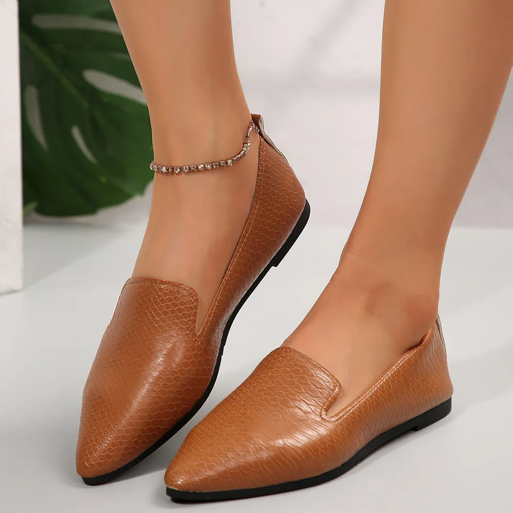Snake Print Pointed Toe Slip-Ons, image 5