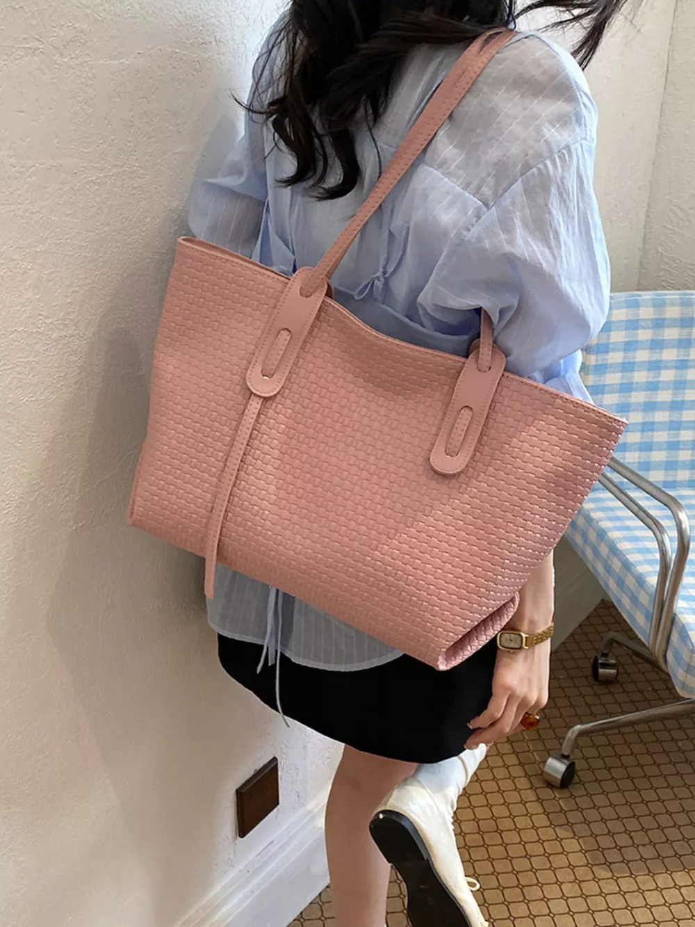 Leather Texture Tote Bag, image 2