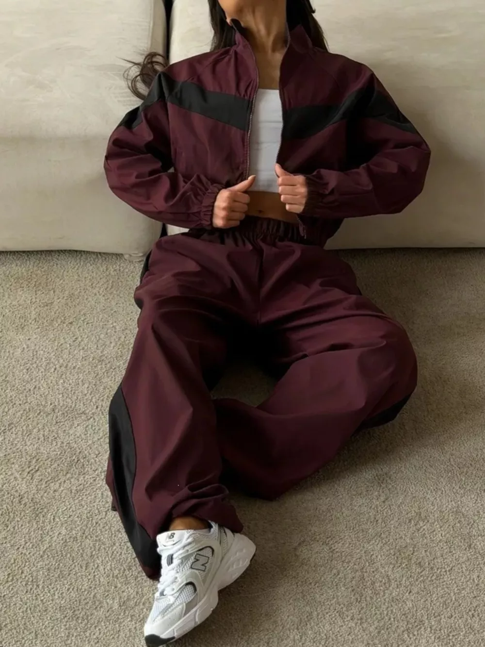 Color Block Zip Up Outerwear and Pants Set, image 18
