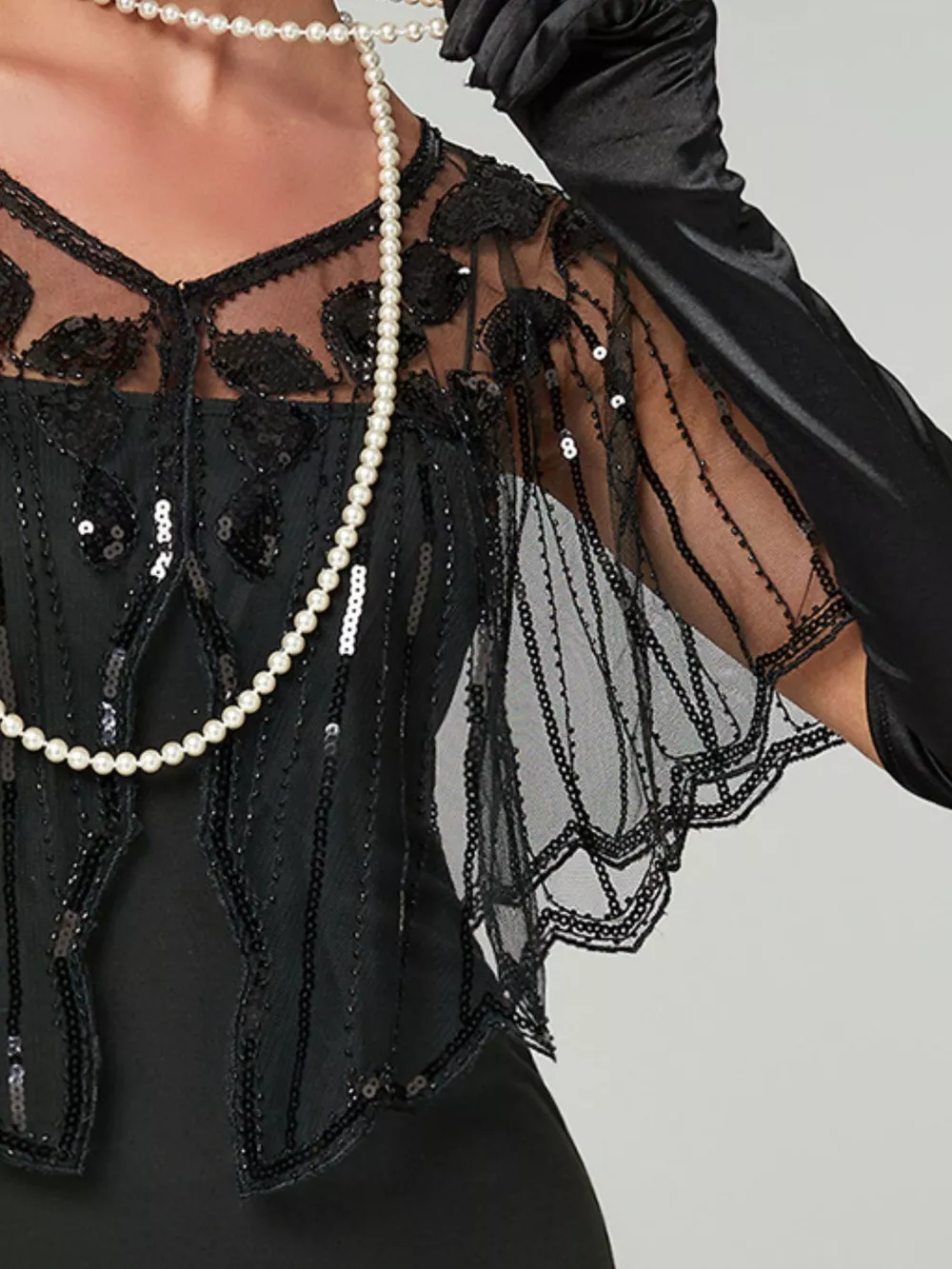 Sequin Sheer Capelet Outerwear, image 2