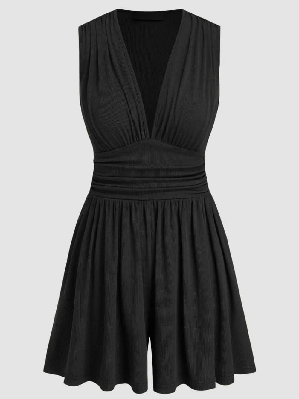 Ruched Plunge Sleeveless Romper, image 6