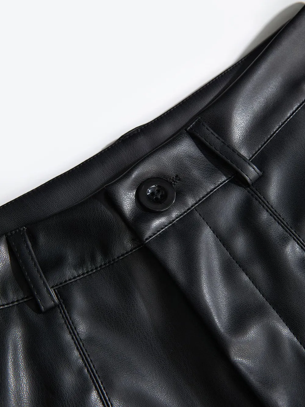 PU Leather High Rise Shorts, image 7