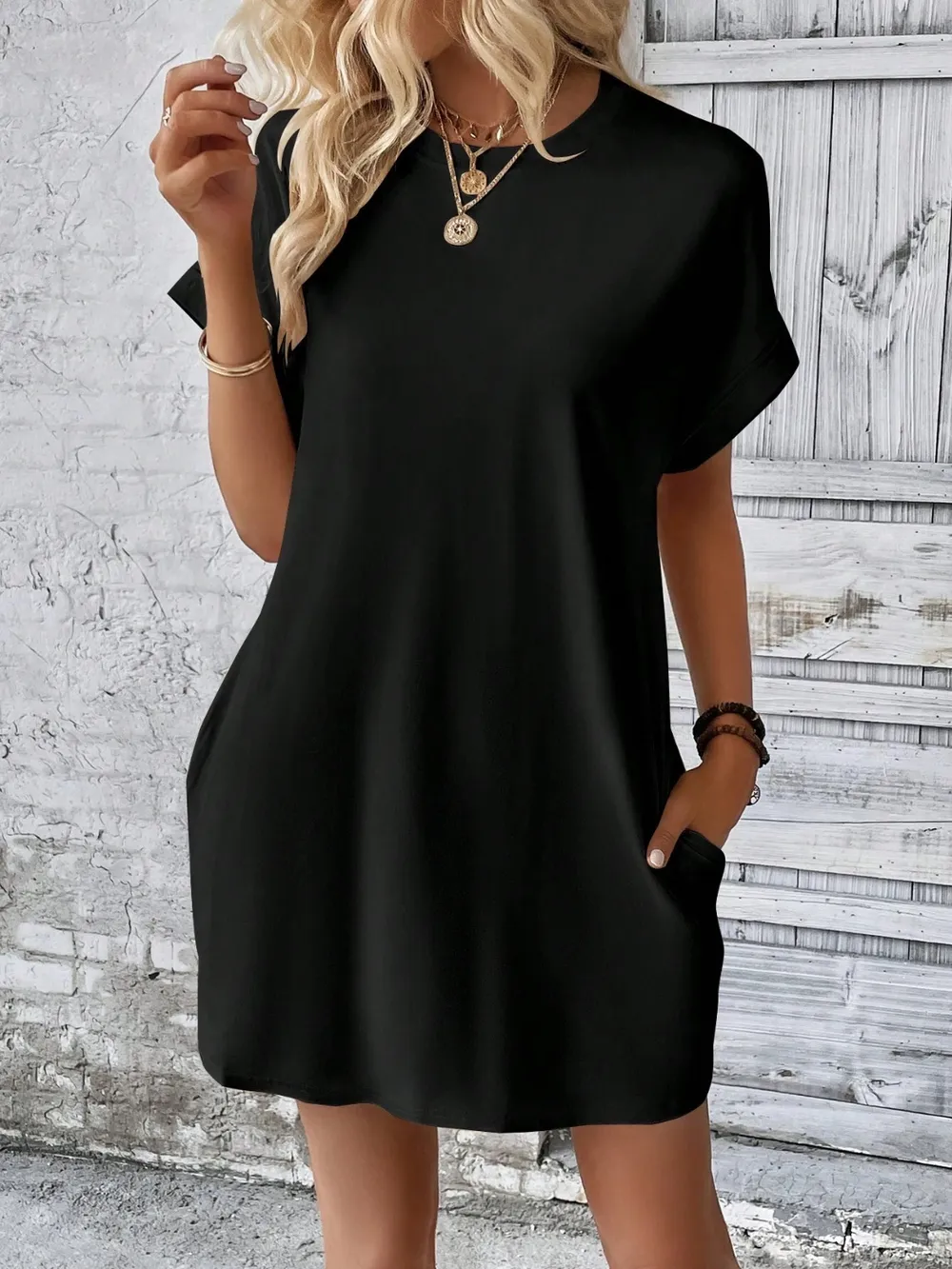 Round Neck Short Sleeve Mini Dress, image 18
