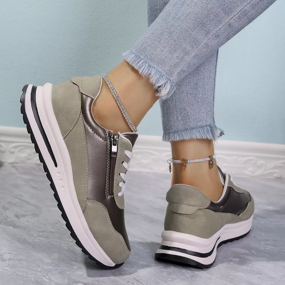 Zipper Detail Lace Up Sneakers, image 9