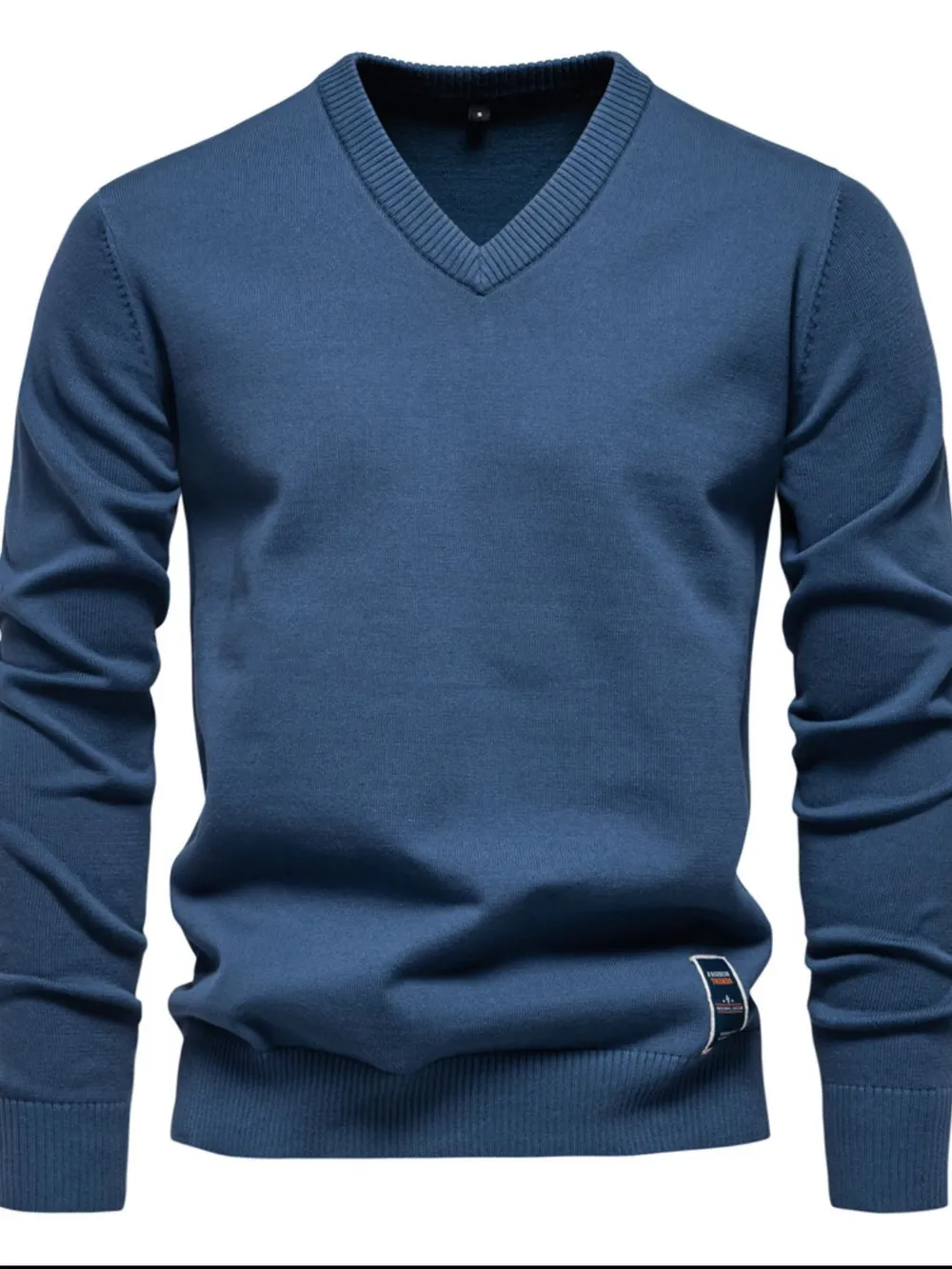 Men's Ribbed Hem V-Neck Long Sleeve Sweater, image 10