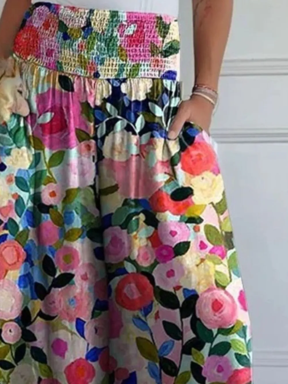 Full Size Smocked Wide Leg Pants with Pockets, image 7