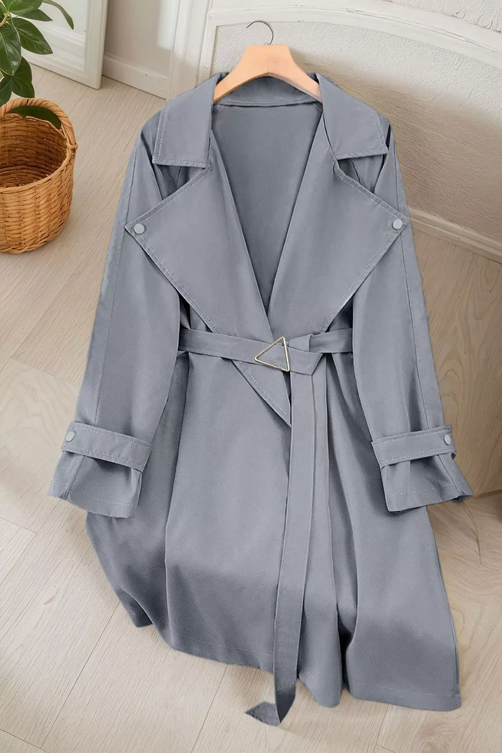 Wide Lapels Belt Trench Coat, image 14