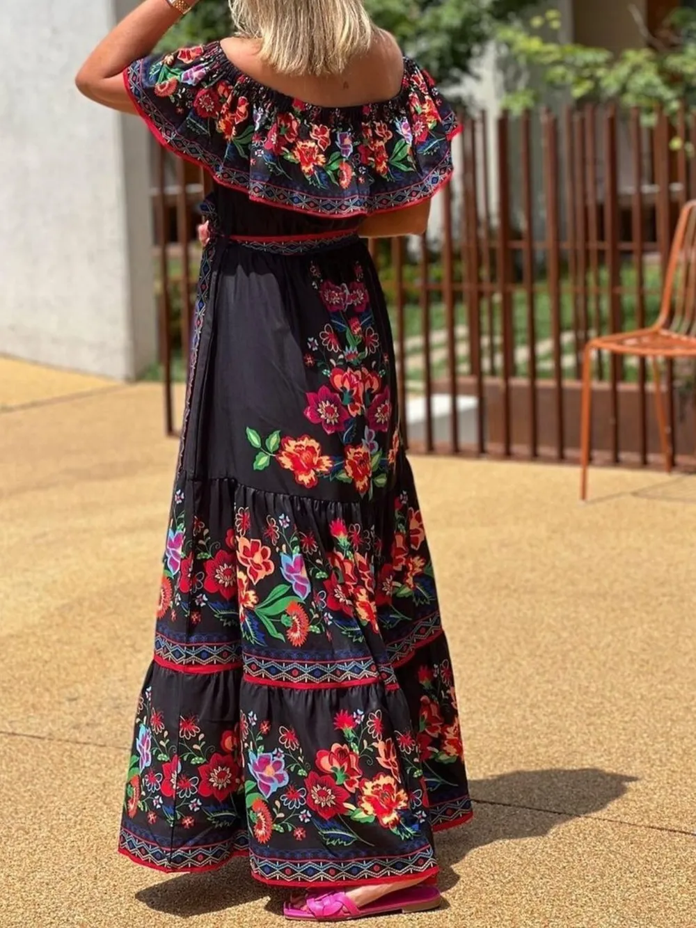 Floral Off Shoulder Ruffle Maxi Dress, image 8