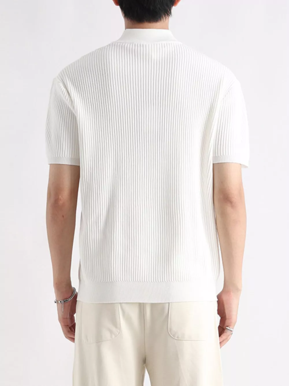 Men's Plus Size Ribbed Knit Mock Neck Short Sleeve T-Shirt, image 11