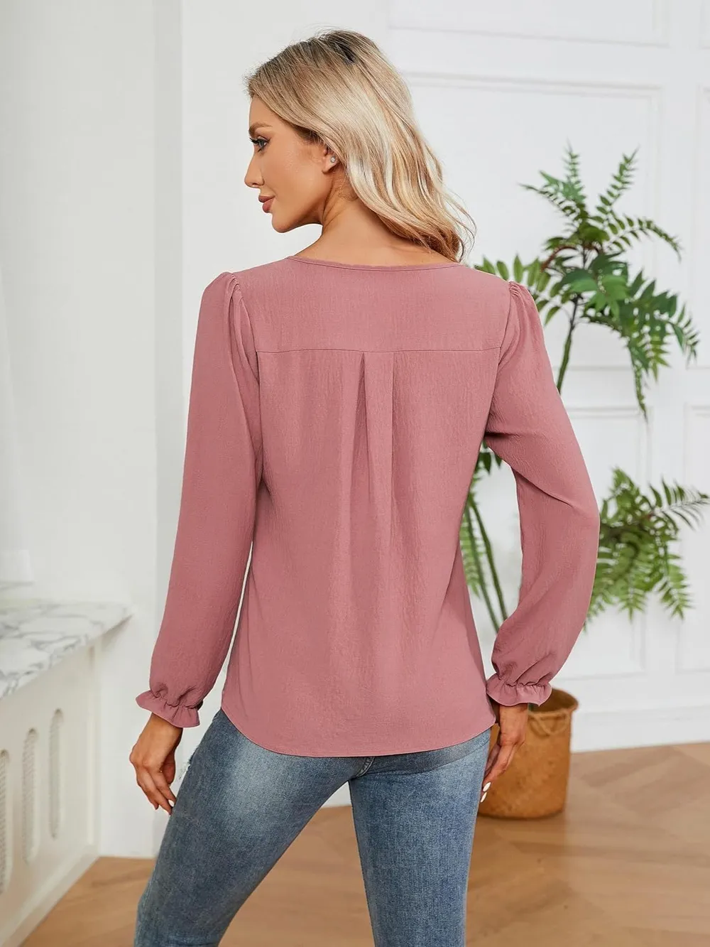 Notched Flounce Sleeve Blouse, image 6