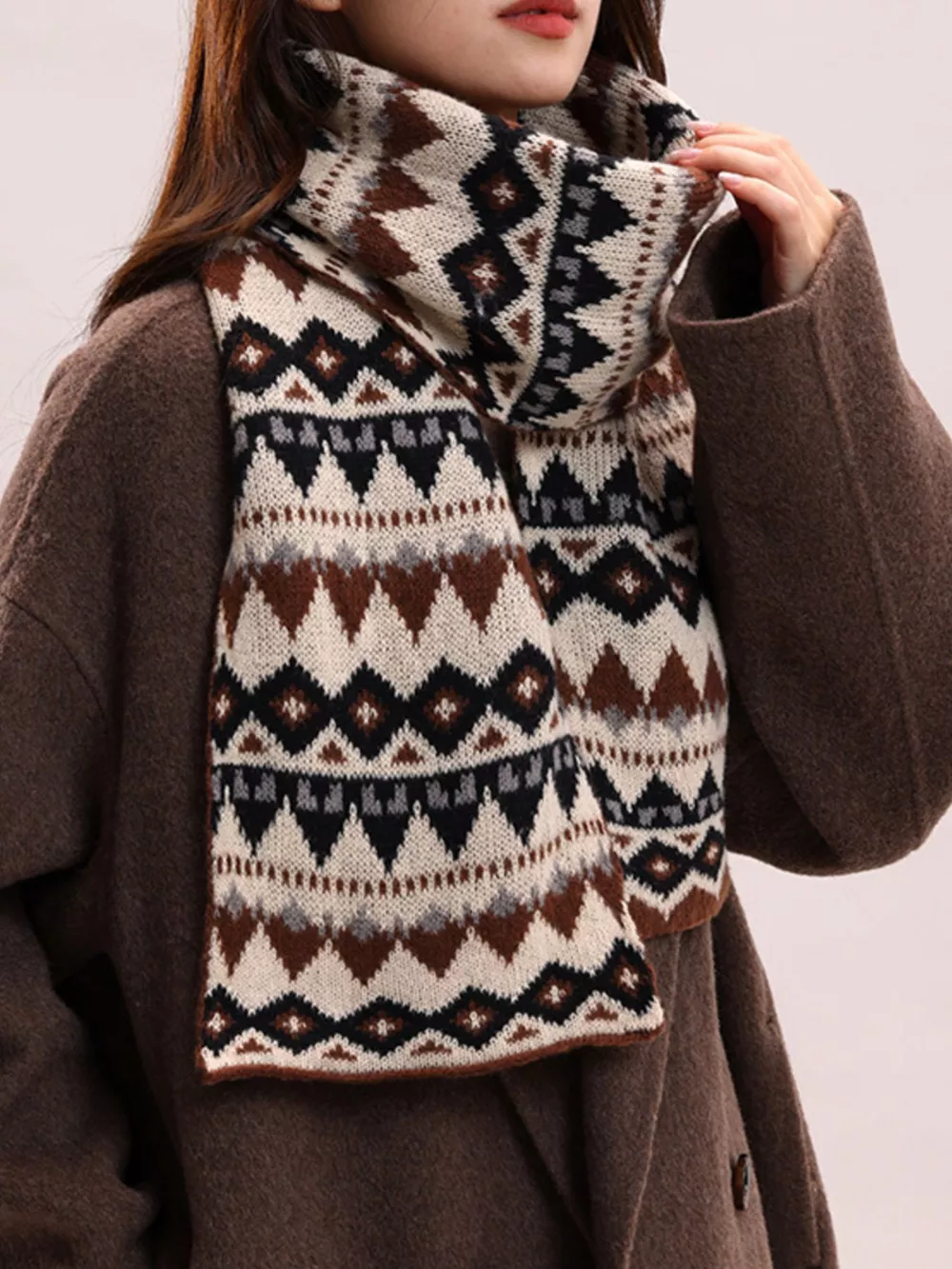 Vintage Geometric Knitted Scarf, image 7