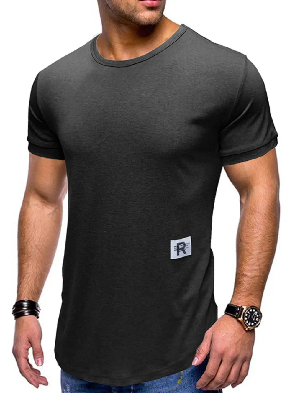 Men's Crew Neck Solid Color Basic T-Shirt, image 7