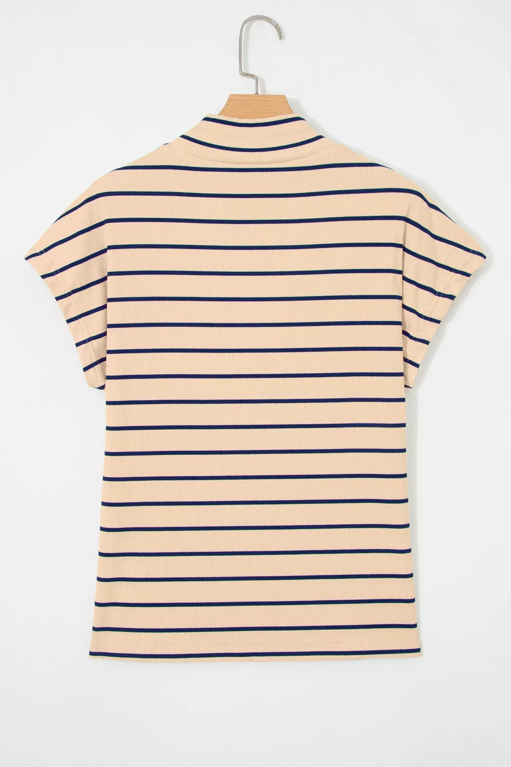 Stripe Mock Neck Short Sleeve Loose Top, image 5