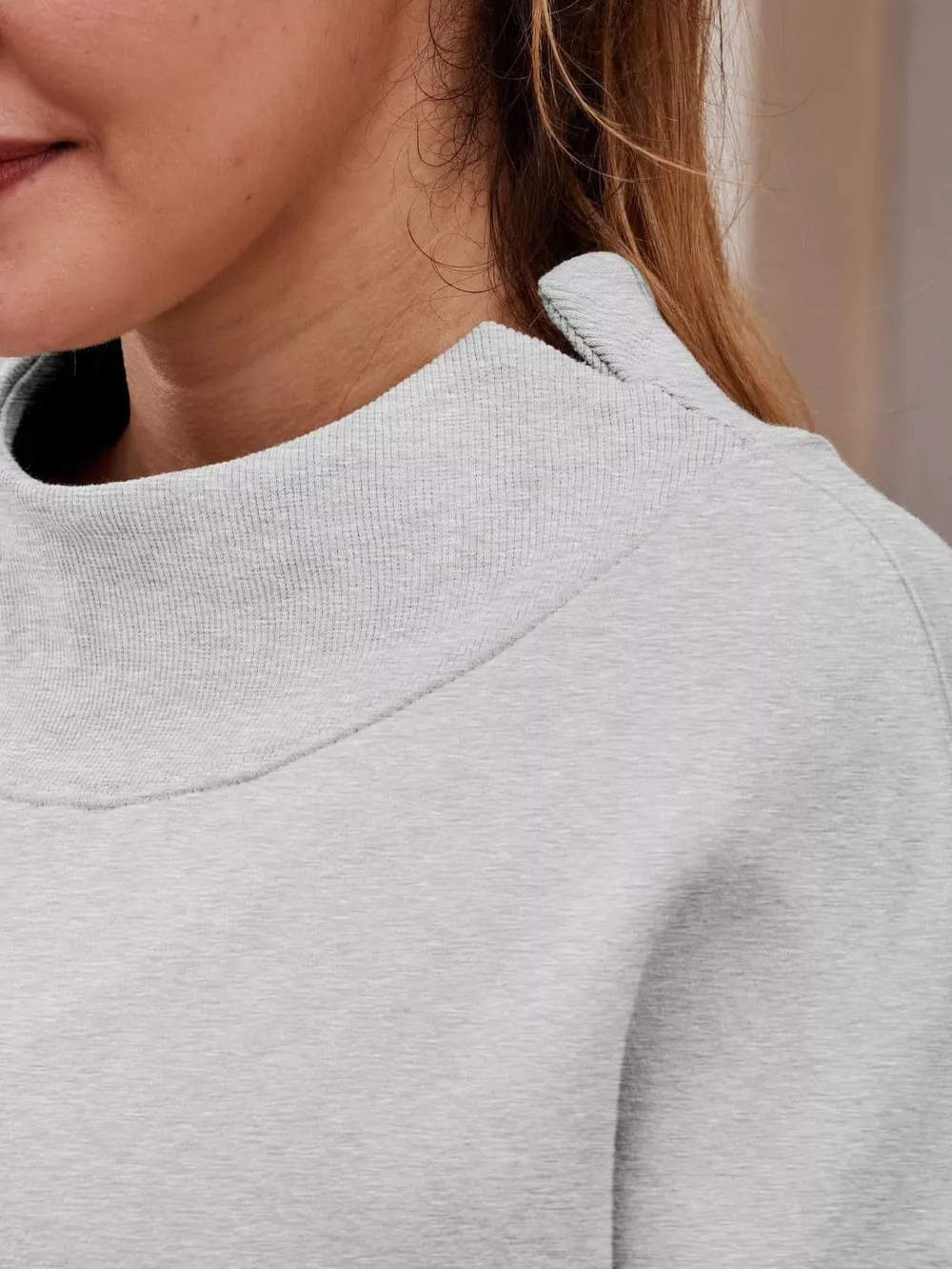 Mock Neck Dropped Shoulder Sweatshirt, image 10