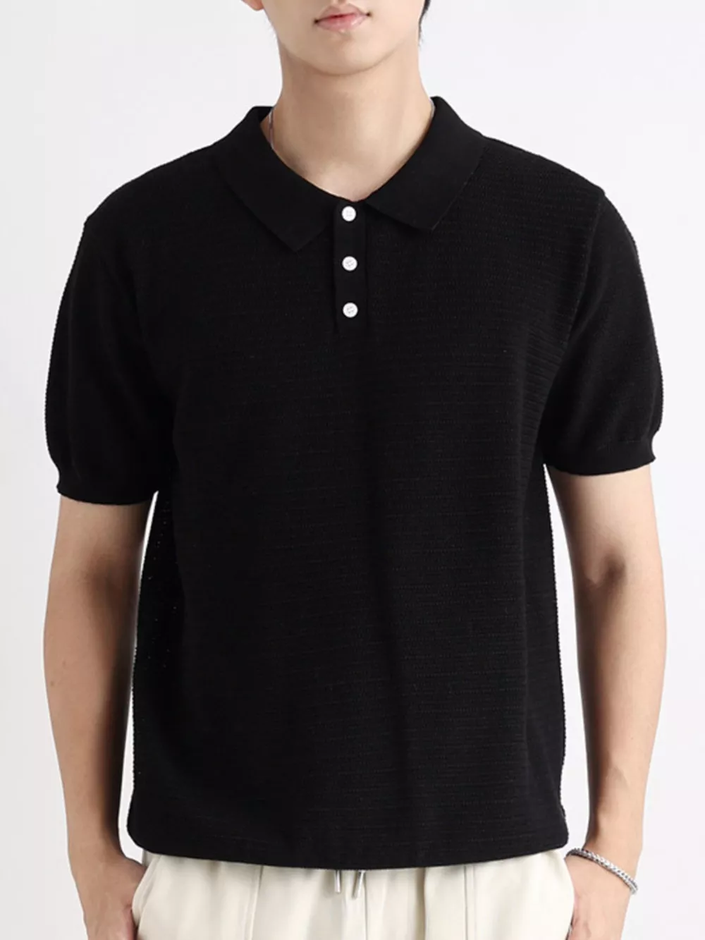 Men's Plus Size Button Detail Short Sleeve Polo, image 3