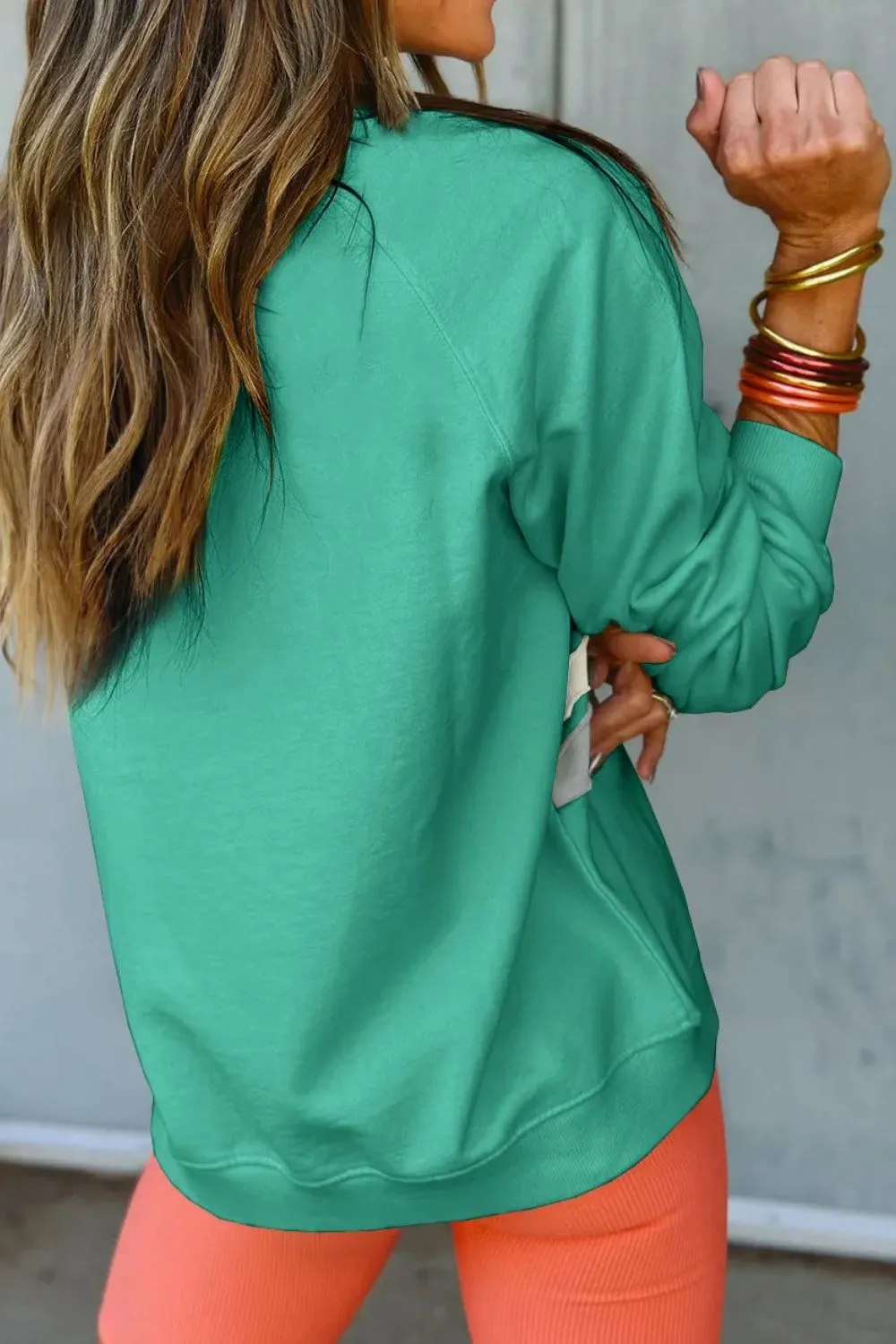 Contrast Round Neck Long Sleeve Sweatshirt, image 6