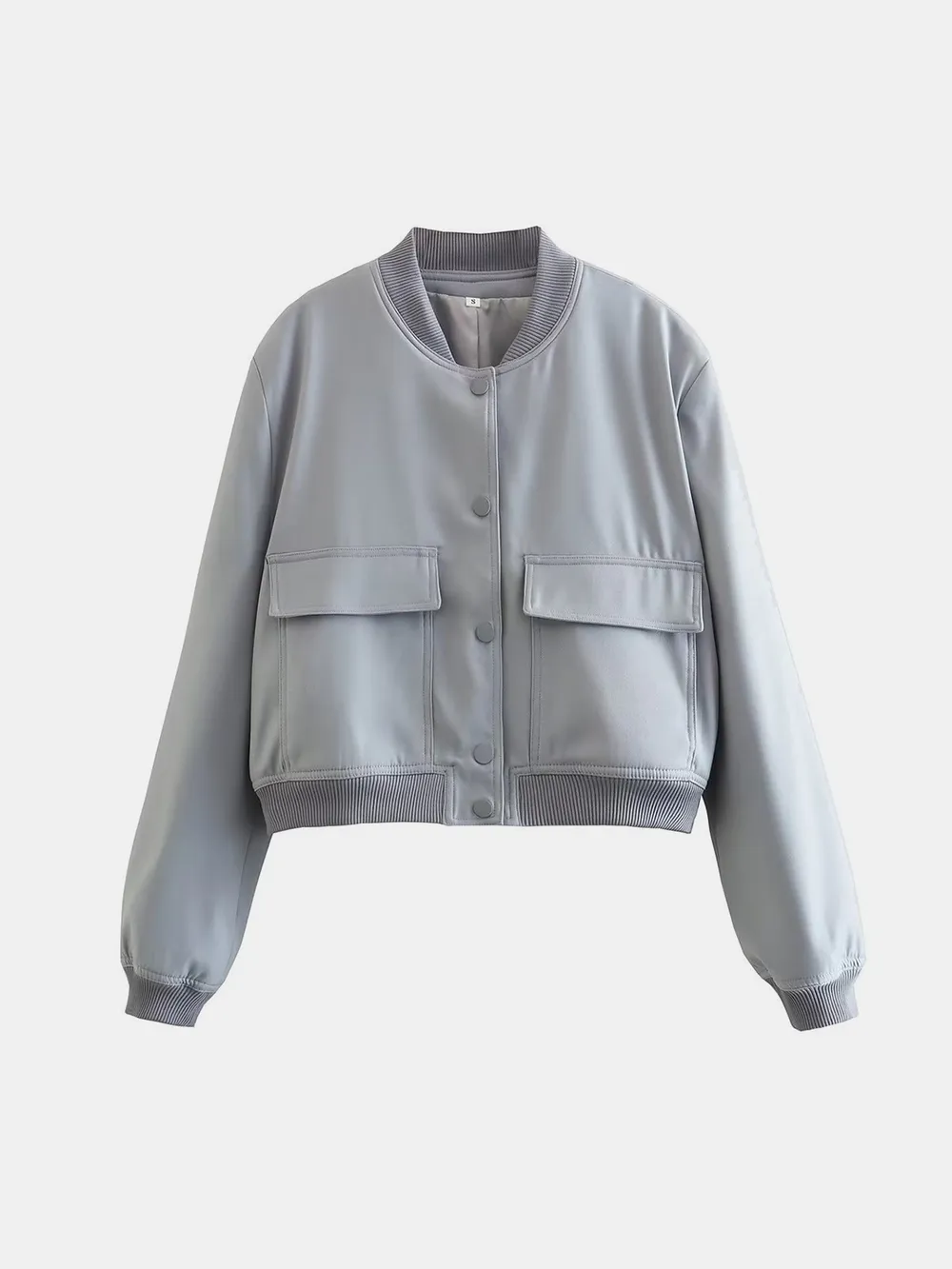 Pocketed Snap Down Baseball Collar Jacket, image 8
