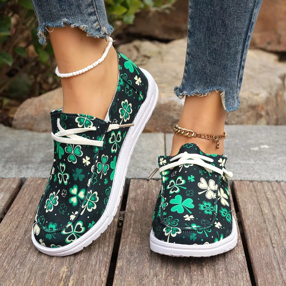 Clover Print Round Toe Sneakers, image 6