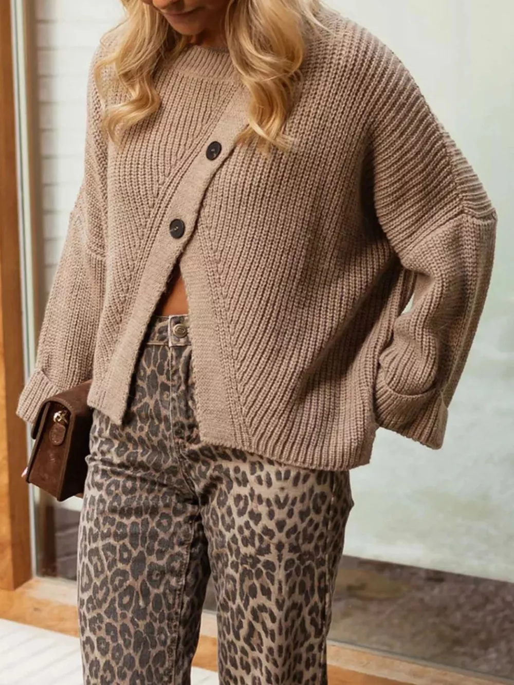 Asymmetrical Button Detail Sweater, image 8