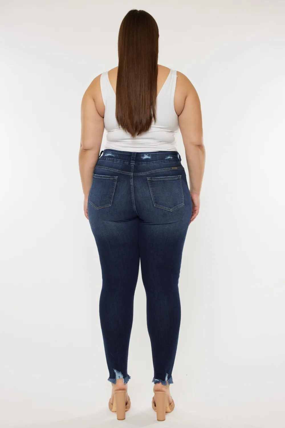 Full Size Cat's Whiskers Raw Hem High Waist Jeans, image 9