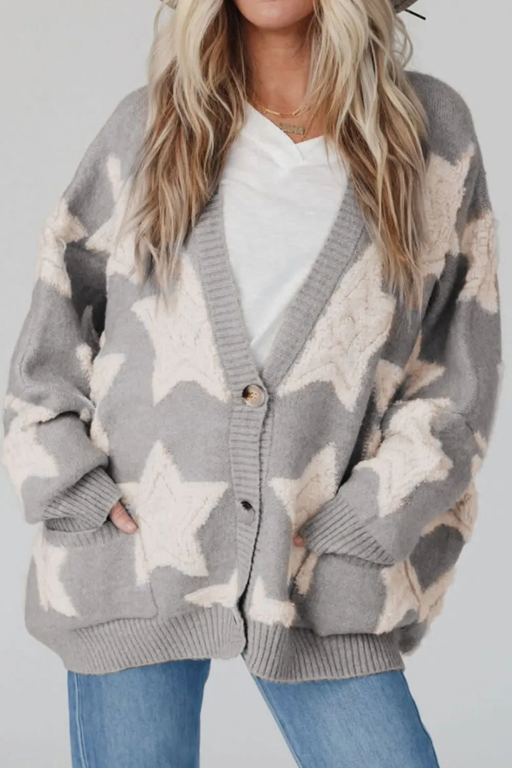 Star Button Up Long Sleeve Cardigan, image 5