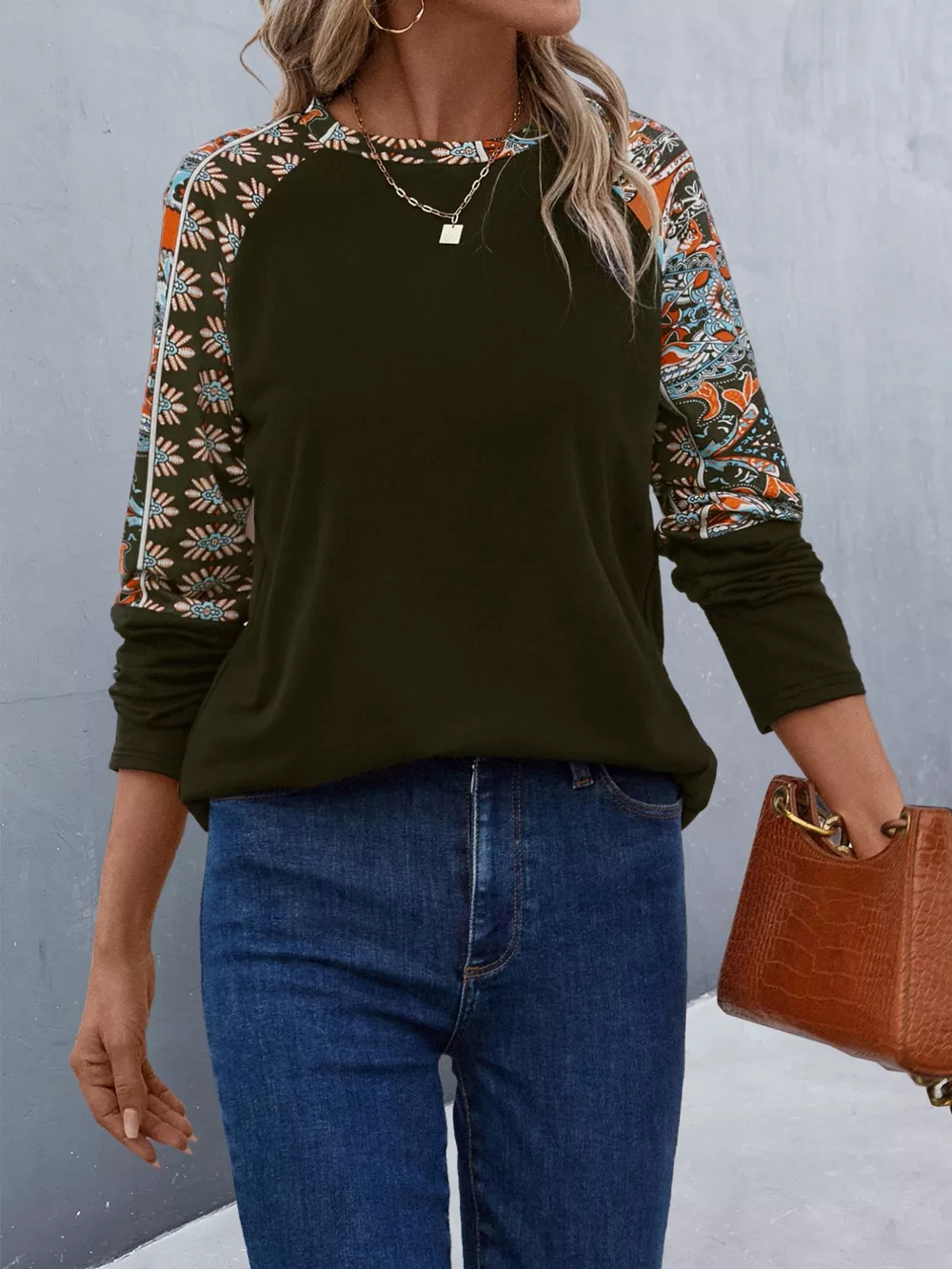 Printed Raglan Sleeve Round Neck T-Shirt, image 13