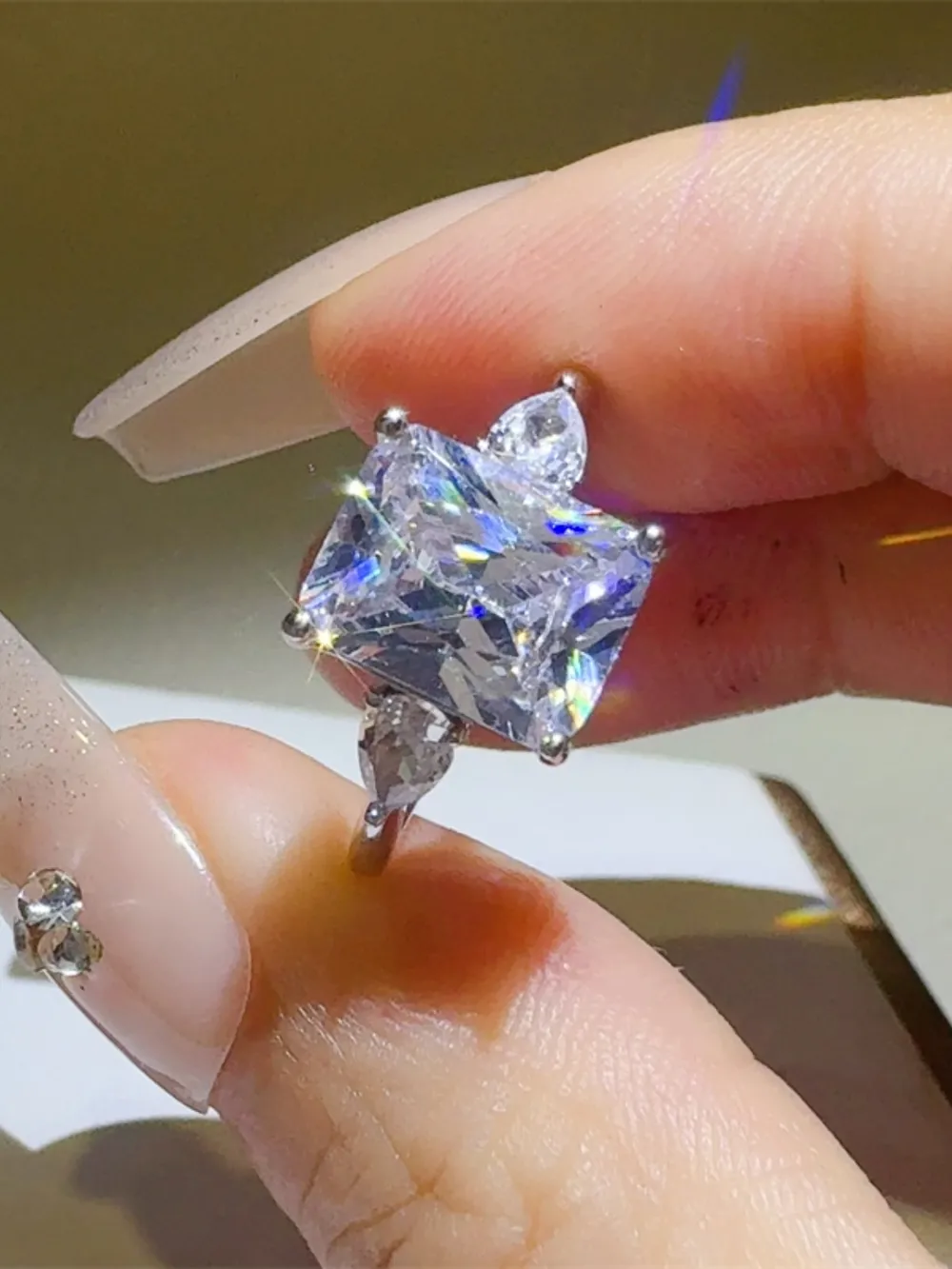 3 Carat Moissanite 925 Sterling Silver Square Shape Ring, image 4