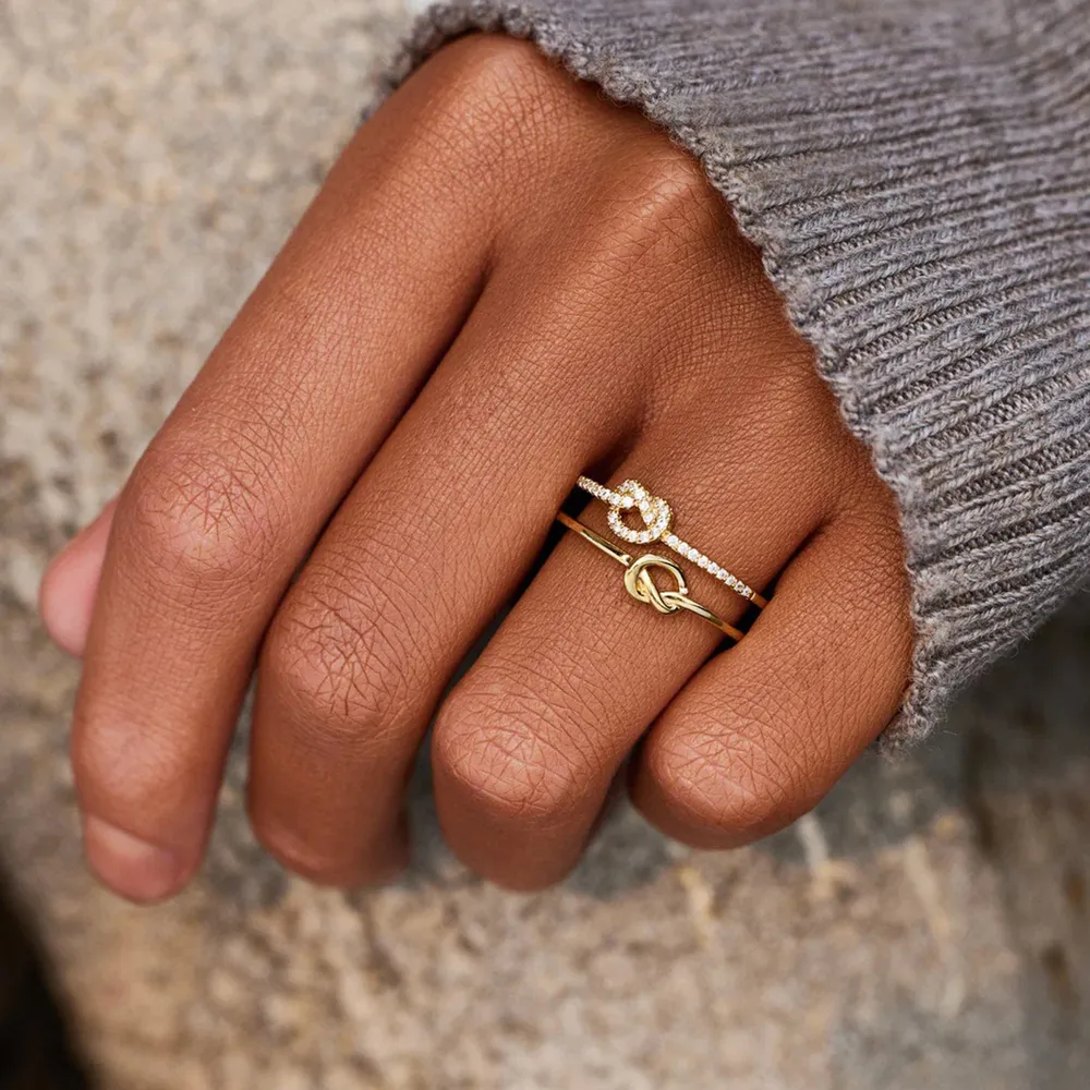 925 Sterling Silver Double-Layered Knot Ring, image 2