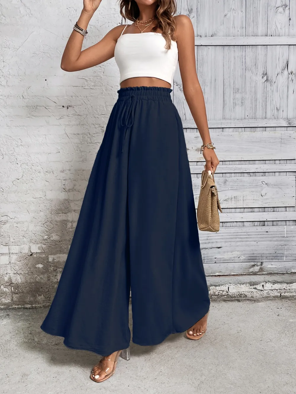 Tied High Waist Wide Leg Pants, image 12