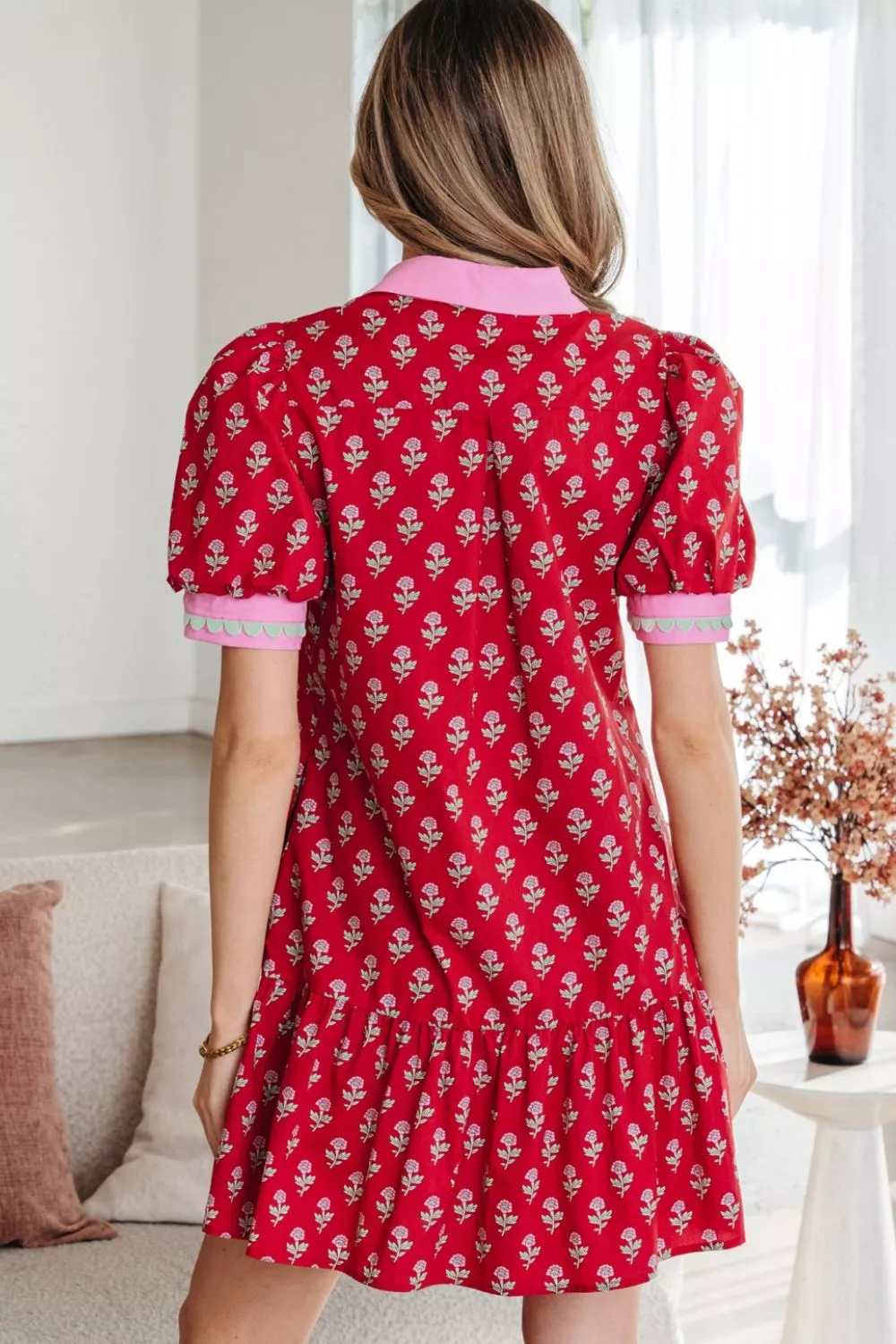 Floral Print Ruffle Hem Mini Dress, image 2