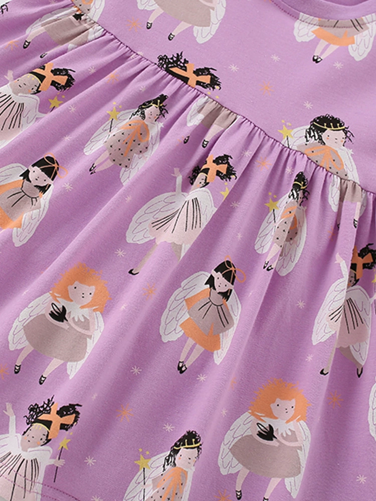 Children's Long Sleeve Cartoon Print Casual Dress, image 4