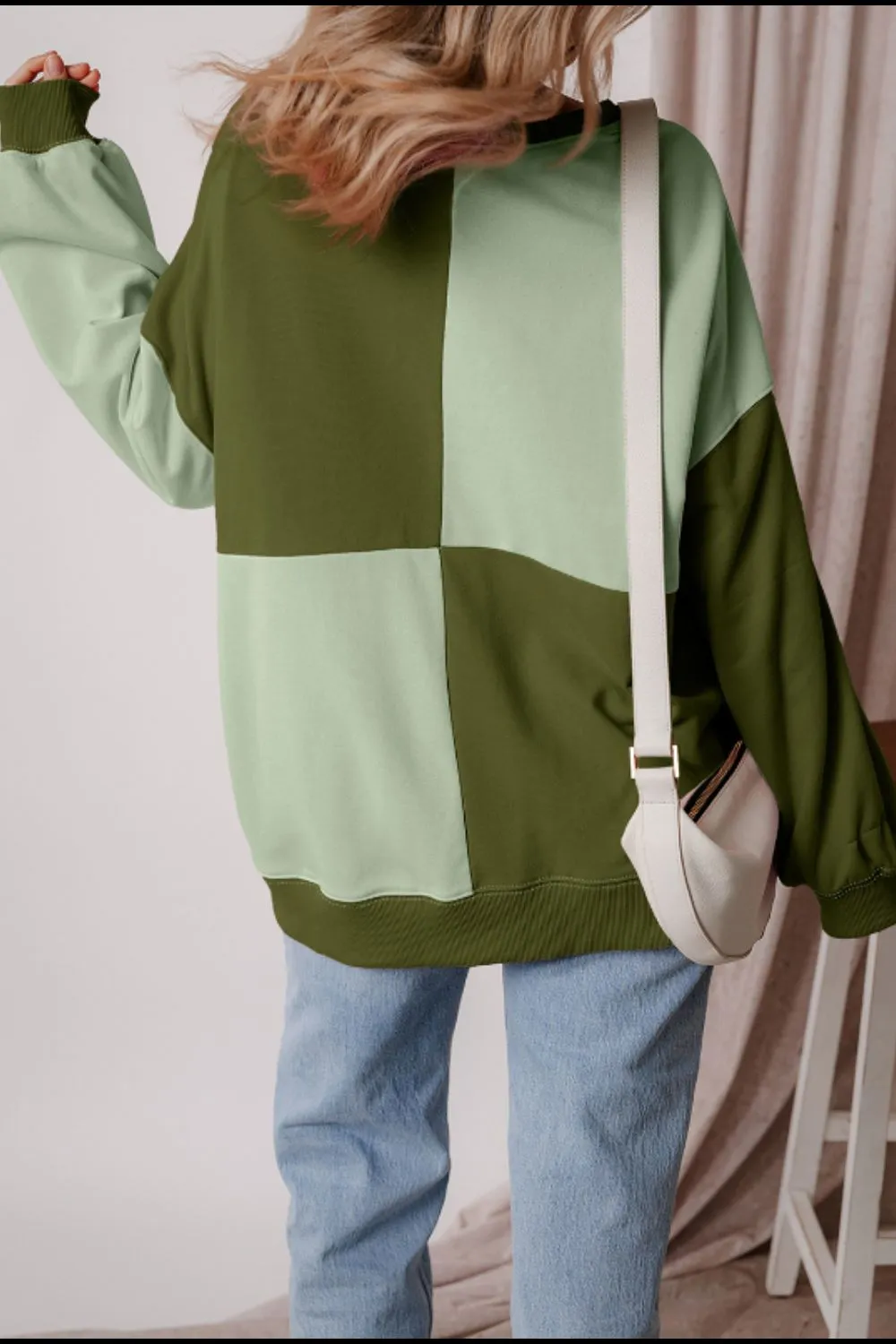 Color Block Half Button Long Sleeve Sweatshirt, image 14