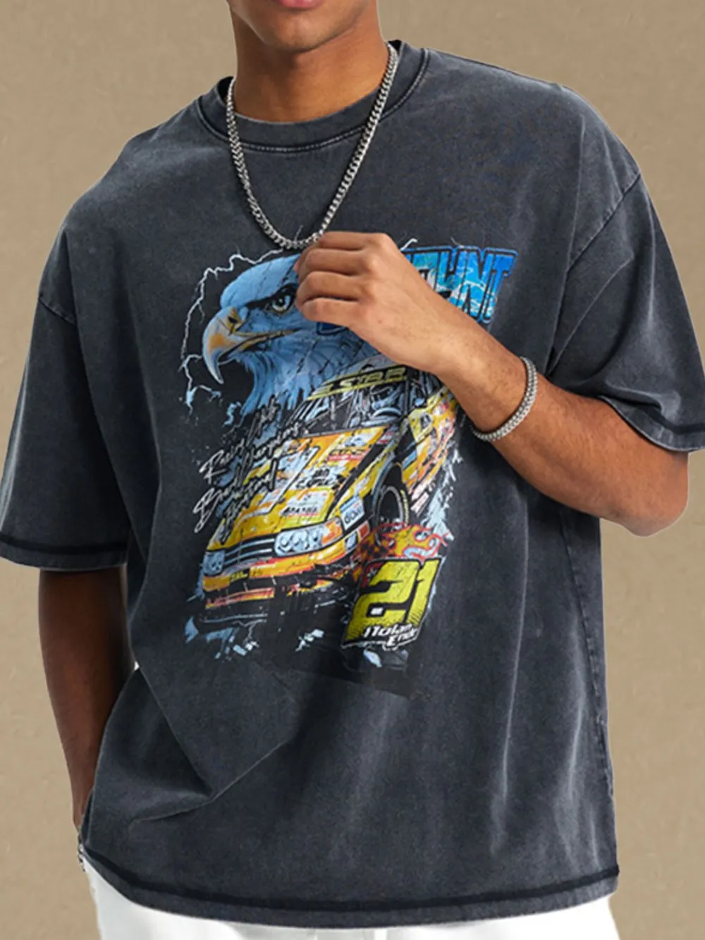 Men's Graphic Round Neck Half Sleeve T-Shirt, image 3
