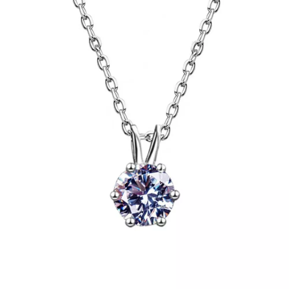2 Carat Moissanite 925 Sterling Silver Pendant Necklace, image 5