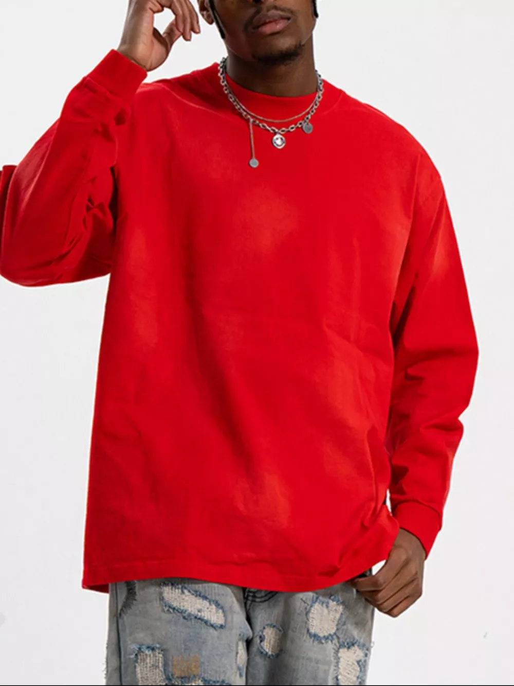 Men's Washed Long Sleeve Cotton T-Shirt, image 5