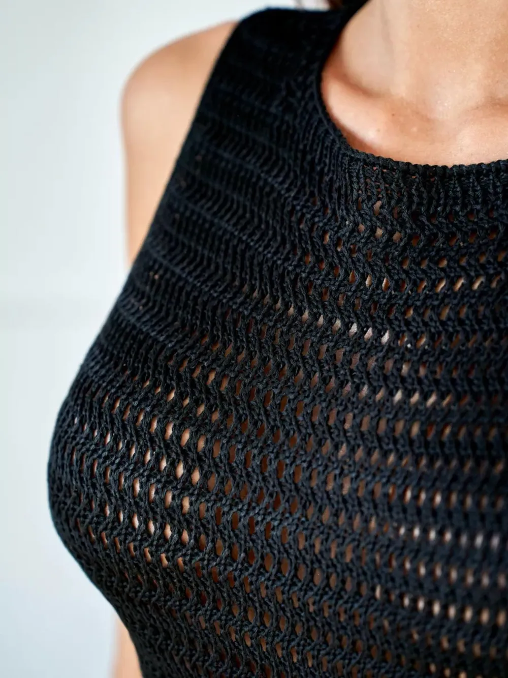 Side Slit Openwork Sleeveless Knit Cover Up Dress, image 8