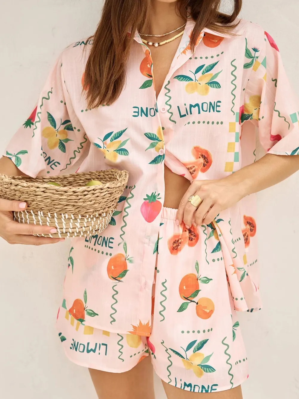 Printed Button Down Shirt and Shorts Set, image 4