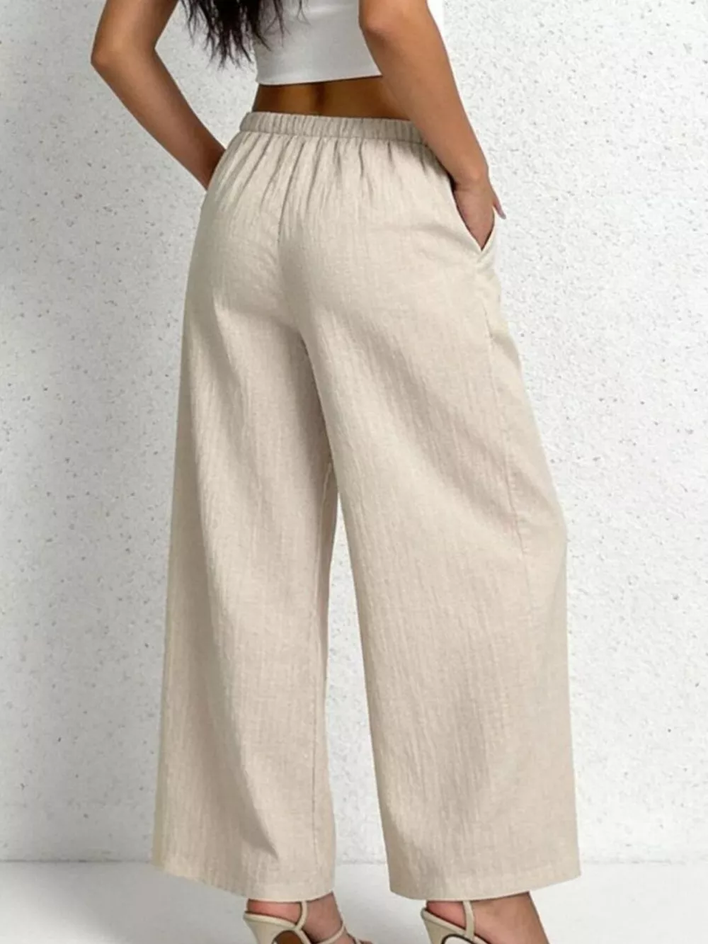 Casual Drawstring Wide Leg Pants, image 4