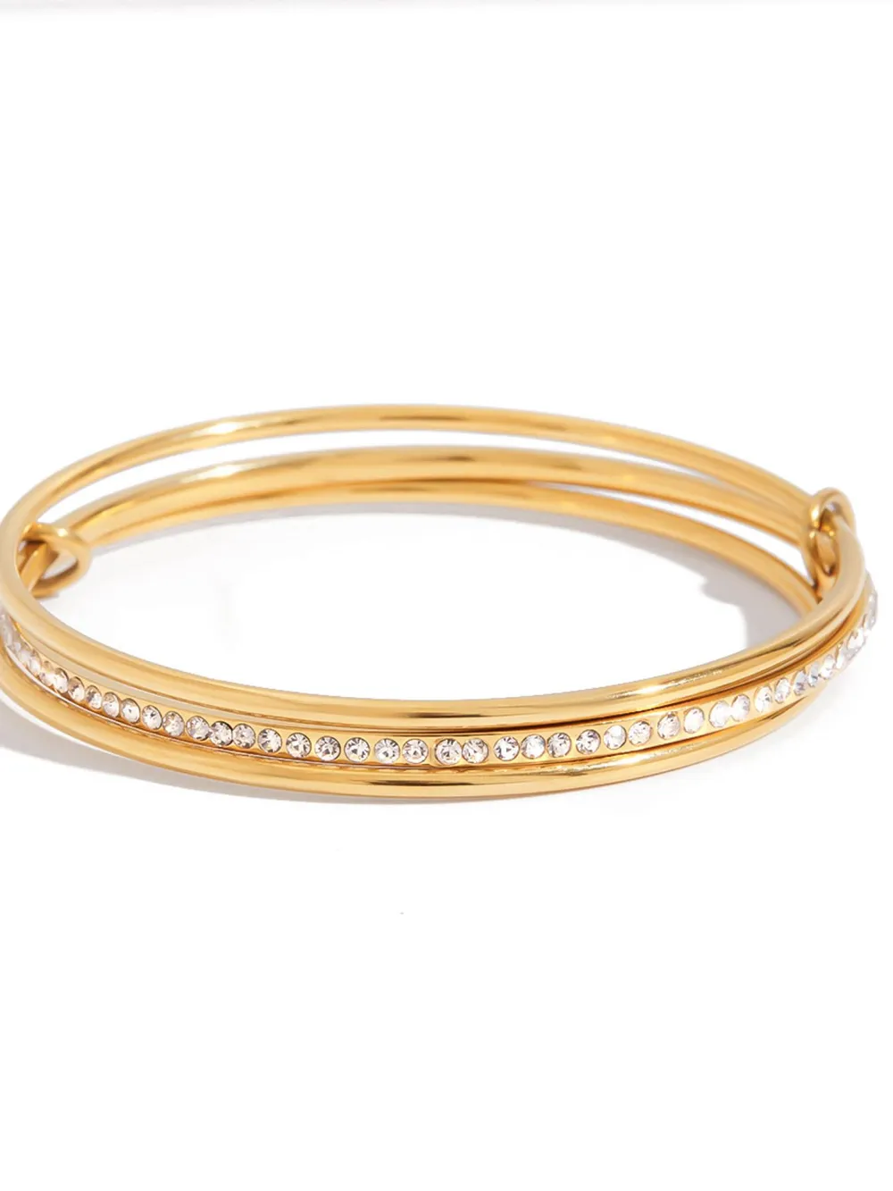 18K Gold-Plated Crossover Inlaid Zircon Bracelet, image 4