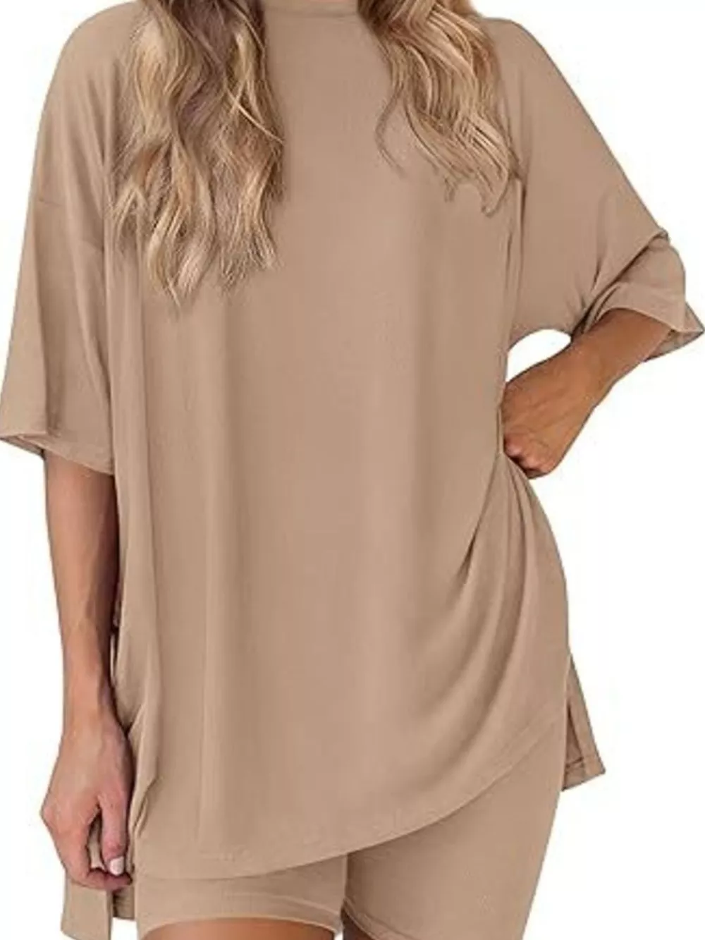 Full Size Half Sleeve T-Shirt and Shorts Set Plus Size, image 17