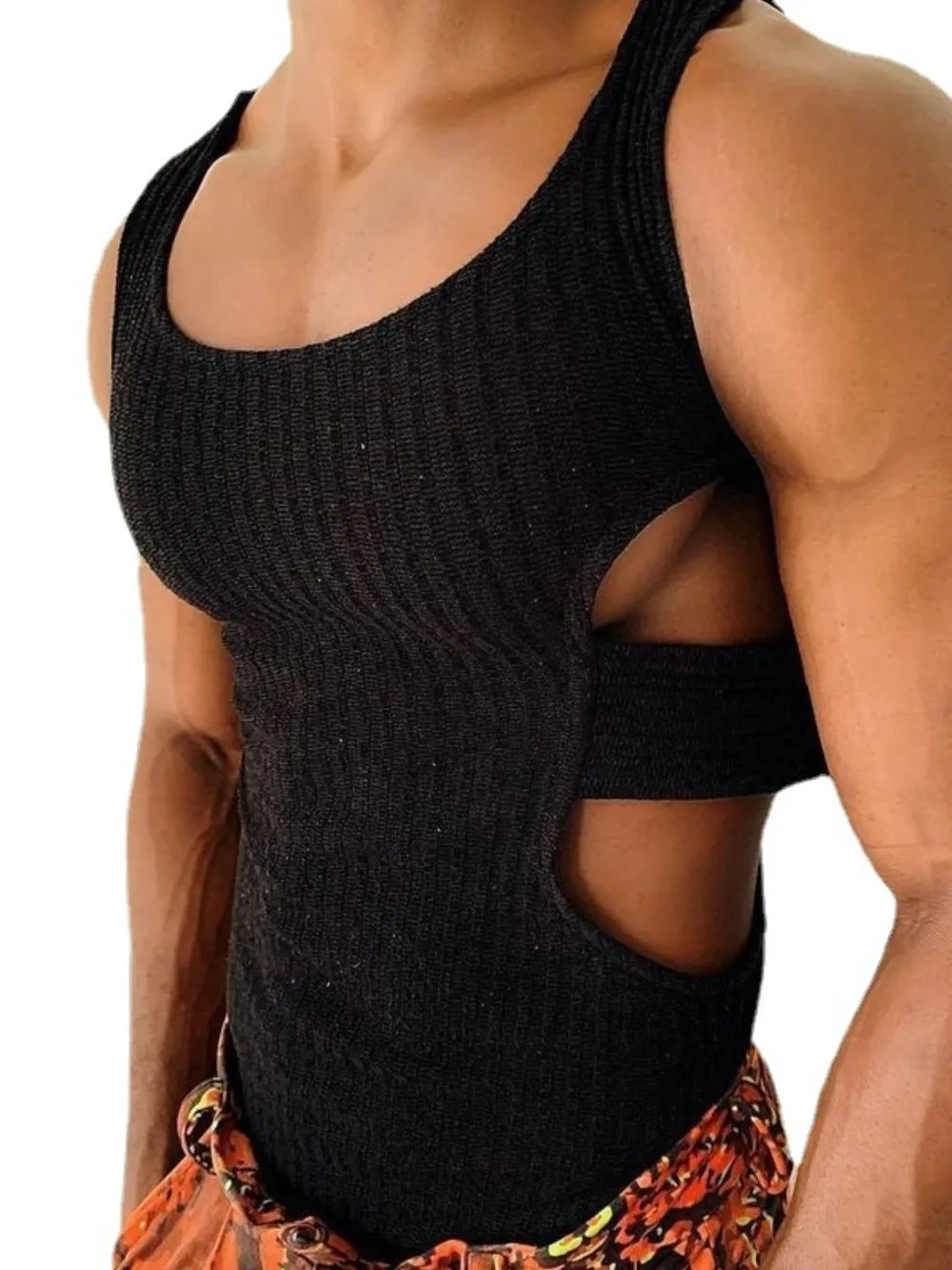 Men's Side Cutout Round Neck Tank, image 4
