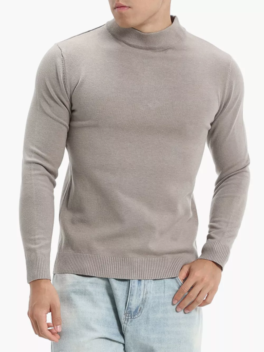 Men's Plus Size Slim-Fit Mock Neck Knit Top, image 12
