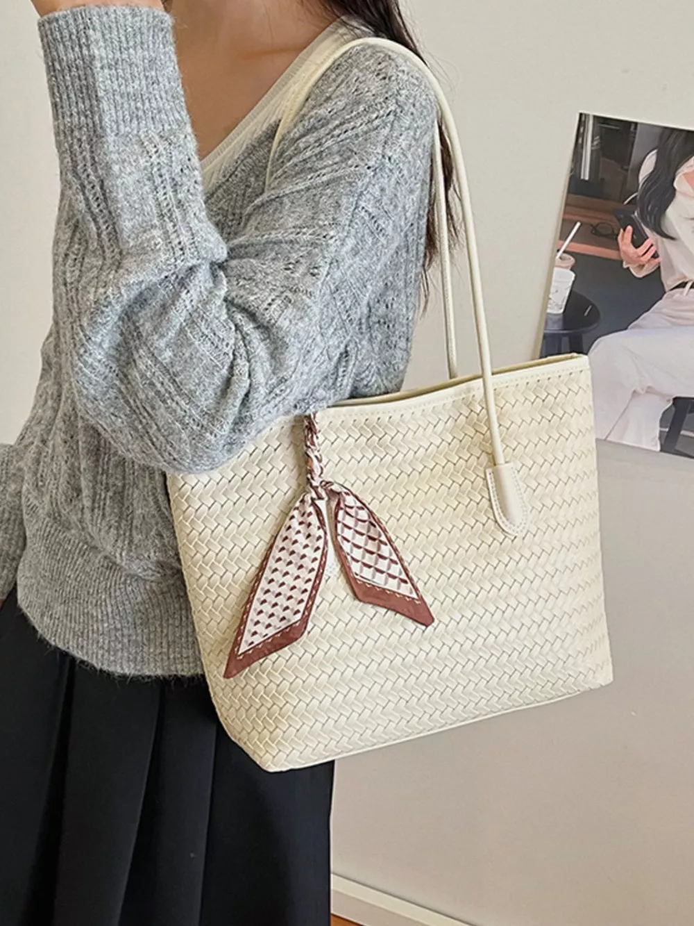 Woven Leather Shoulder Bag, image 2