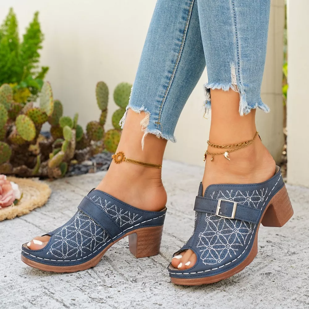 Buckle Decor Block Heel Sandals, image 12