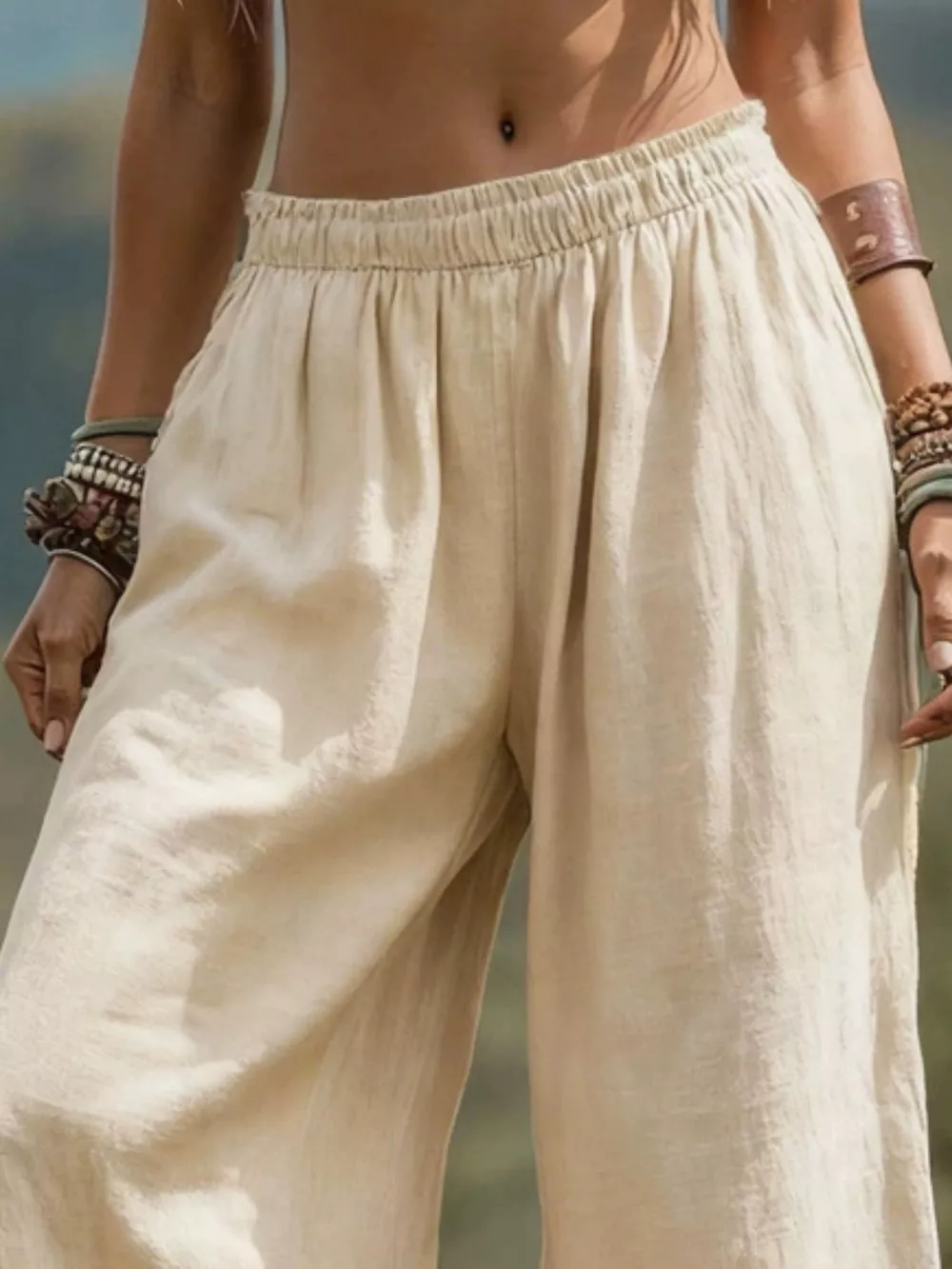 Full Size Bohemian Wide-Leg Pants Plus Size, image 2