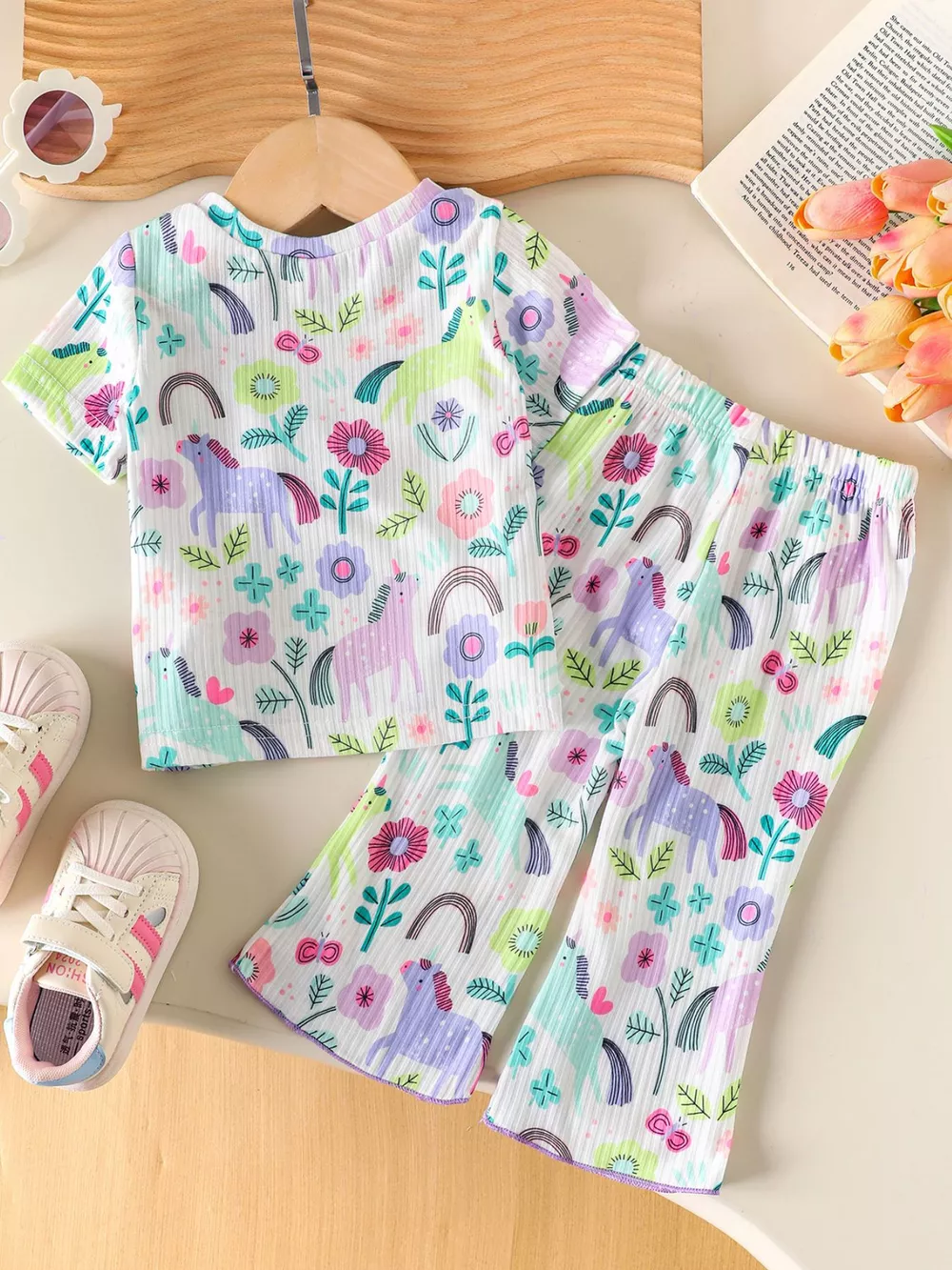 Children's Ruffled Floral Top and Pants Set, image 5